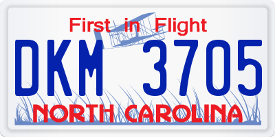 NC license plate DKM3705