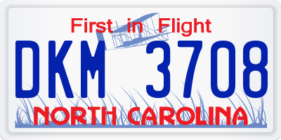 NC license plate DKM3708