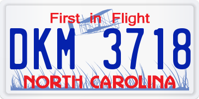 NC license plate DKM3718