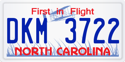 NC license plate DKM3722