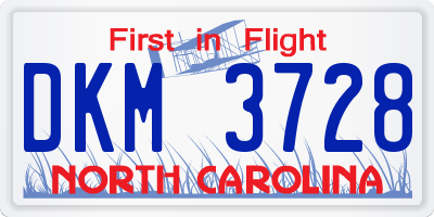NC license plate DKM3728