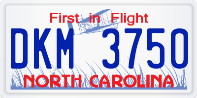 NC license plate DKM3750