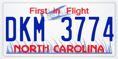 NC license plate DKM3774
