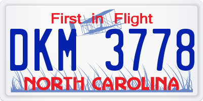 NC license plate DKM3778