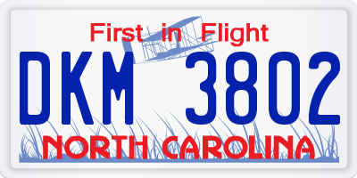 NC license plate DKM3802