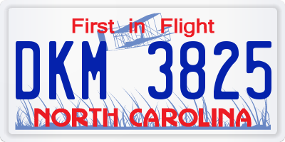 NC license plate DKM3825