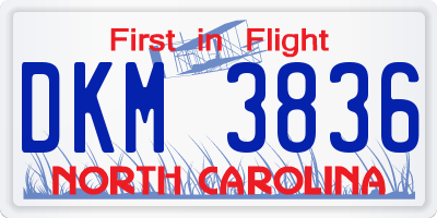NC license plate DKM3836