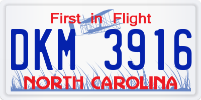 NC license plate DKM3916