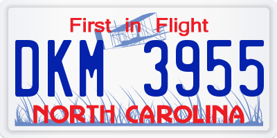 NC license plate DKM3955
