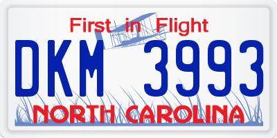 NC license plate DKM3993