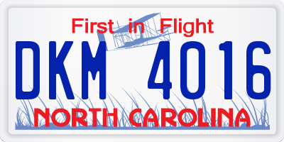 NC license plate DKM4016