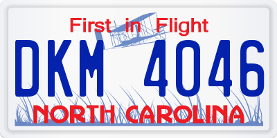 NC license plate DKM4046