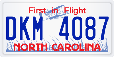 NC license plate DKM4087