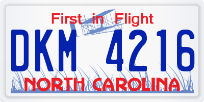 NC license plate DKM4216