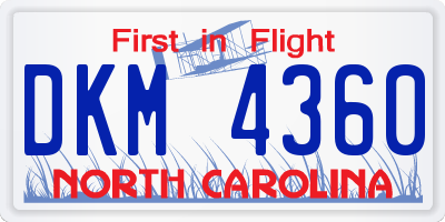 NC license plate DKM4360