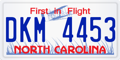 NC license plate DKM4453
