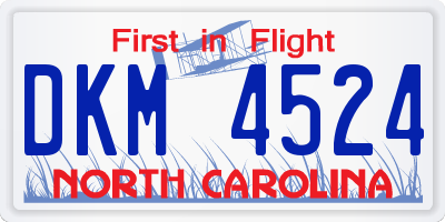 NC license plate DKM4524