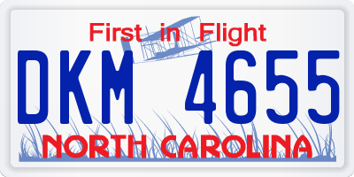 NC license plate DKM4655