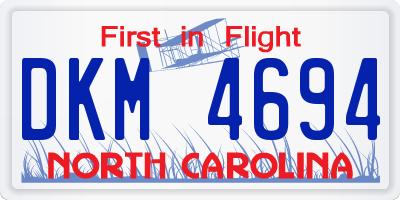 NC license plate DKM4694