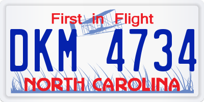 NC license plate DKM4734