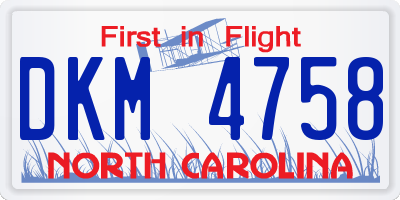 NC license plate DKM4758