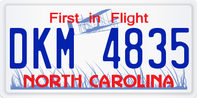 NC license plate DKM4835