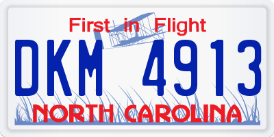 NC license plate DKM4913