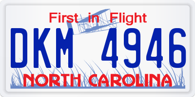 NC license plate DKM4946
