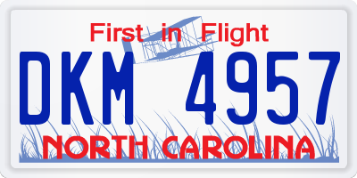 NC license plate DKM4957