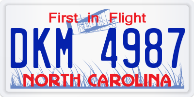 NC license plate DKM4987