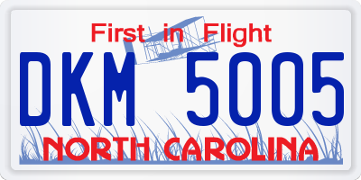 NC license plate DKM5005