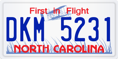 NC license plate DKM5231