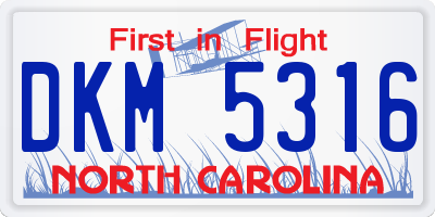 NC license plate DKM5316