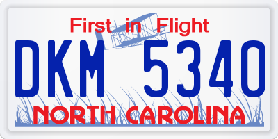 NC license plate DKM5340