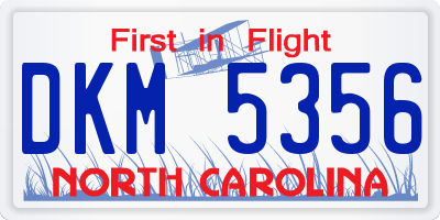NC license plate DKM5356