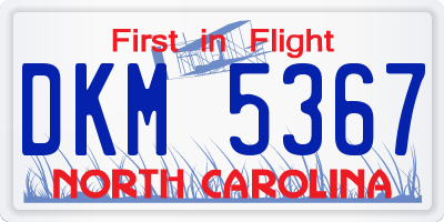 NC license plate DKM5367