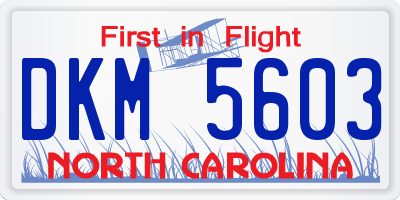 NC license plate DKM5603
