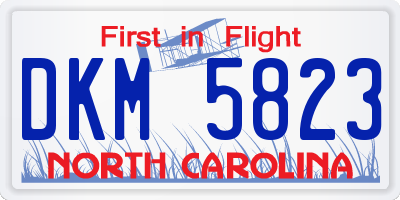 NC license plate DKM5823