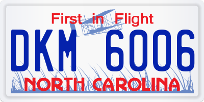 NC license plate DKM6006