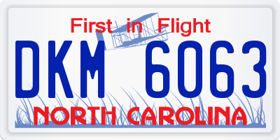 NC license plate DKM6063