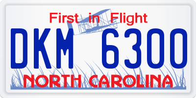 NC license plate DKM6300