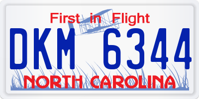 NC license plate DKM6344