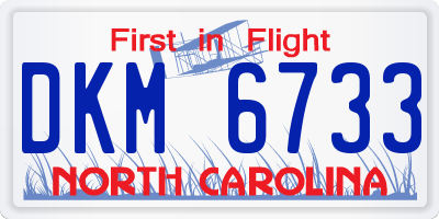 NC license plate DKM6733