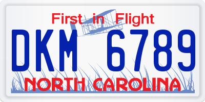 NC license plate DKM6789