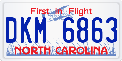 NC license plate DKM6863