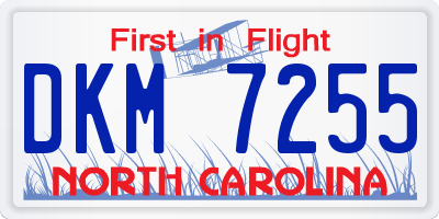 NC license plate DKM7255