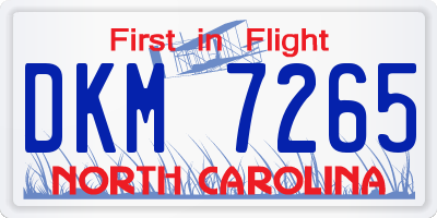 NC license plate DKM7265