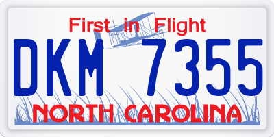 NC license plate DKM7355