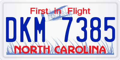 NC license plate DKM7385