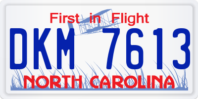 NC license plate DKM7613